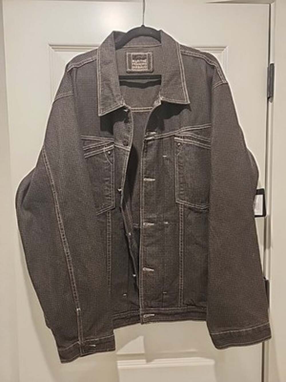 Men's XXXL Vintage Marithé François Girbaud Heavy Black Waffle Denim Jacket New